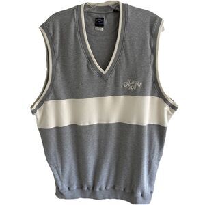 VTG Callaway Sweatshirt Vest Cotton Gray Ivory Colorblock Golf Nordstrom Sz L